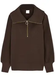 Varley Vine Half-zip Stretch-cotton Sweatshirt, Sweatshirts, Brown, L - Dark Brown - L (UK14 / L) L (UK14 / L)