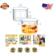 Elegant Clear Glass Saucepans with Comfortable Handles and Lids - 1.3L & 1.5L