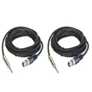 2-Pack 15ft Mic DJ Cables Quarter Stereo Male To 3-Pin XLR Speaker Female Cables