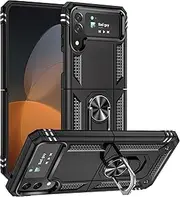 Phone Case for Samsung Galaxy Z Flip 3/Z Flip3 5G 2021 Cover Magnetic Stand Ring Holder Accessories Heavy Duty Rugged Protective Shockproof Glaxay zflip3 ZFlip Girls Women Men Black