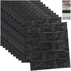 3D Brick Peel and Stick Wallpaper, 3D Wall Panels Self Adhesive, 10 Pack Black