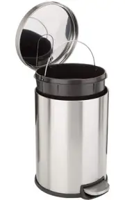 Amazon Basics Round Cylindrical Trash Can With Soft-Close Foot Pedal