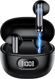 Wireless Earbuds Bluetooth 5.3 Mini Ear Buds IP6 Waterproof Headphones with ENC Mic,40H Bluetooth Earphones in Ear Deep Bass Stereo Sound,LED Display Touch Control for Work Sport
