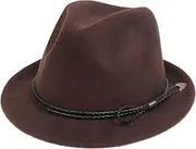 [NiceYnn] Vintage Trilby Felt Hat, Roll-up Short Brim Wool Unisex Gangster Fedora Hats Jazz Homburg Cap, 1920s Manhattan Panama Hats
