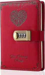 Leather Diary with Lock for Girls - Cute Secret Diaries Notebook with Password Locking Journal for Women Adults B6 pink