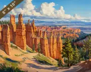Bryce Canyon with hoodoos oil painting 8x10 Print