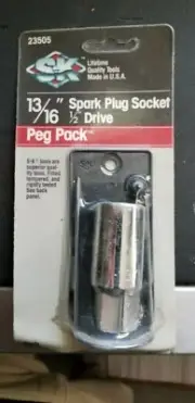 BRAND NEW 13/16" SPARK PLUG SOCKET, 1/2" DRIVE, SuperKrome, USA, SK # 23505