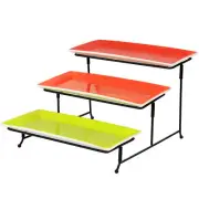 Gibson Home Crenshaw Hand Painted Stoneware 3-Tier Serving Set with Metal Rac...