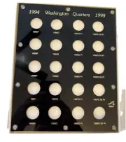 Capital Coin Holder #464A Washington Quarters 1994-1998 S Proof BLACK Display