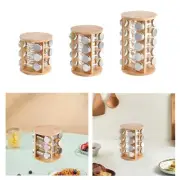 Bamboo 360° Rotating Spice Rack Condiment Bottle Rack for Countertop Cabinet
