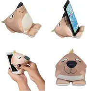 Plusheez Mobile Phone Holder | 2 in 1 Phone Stand with Micro Fibre Wipe | Screen Cleaner | Universal Phone Stand for Kids Children Adults | eReader/Kindle/Smartphone/Small Tablet Compatible (Puppy)