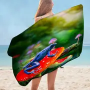 Beautiful Nature Frog on Mushroom Microfiber Beach Towel
