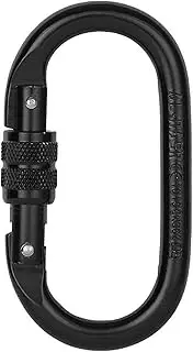 25KN Professional Carabiner Screw Locking Gate Carabiner Heavy Duty O-Shape Steel Buckle Lightweight Hammock Locking Clip for Rappelling Canyoning Hammock Gear Quick Clip Black