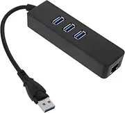 KONTONTY USB 3.0 Hub Ethernet 1000Mbps Network Type-C to USB Adapter Compact Design Black