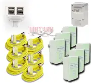 6X 4 USB PORT POWER ADAPTER+3FT CABLE CHARGER DATA YELLOW IPHONE IPOD NANO IPAD