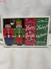 Wooden Nutcrackers Figures And Signs Christmas Decor Set of 4 New In Box