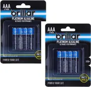 8x AAA Platinum Alakaline Batteries Long Lasting Power Home