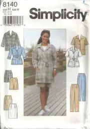 SIMPLICITY 8140 MISSES' SZ 6-10 JACKETS, SHIRT, PANTS, SHORTS SEWING PATTERN VTG