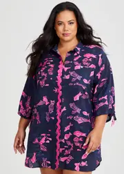[Taking Shape] Taking Shape Natural Elverina Daba Shirt Size 16 in Print, Viscose - Plus Size Women's Clothing Print