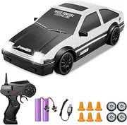 YUAN PLAN RC Cars Remote Control Car, 1/24 2.4GHz 4WD Drift Car High Speed RC Cars Racing Cars with Cool Lights, Two Rechargeable Batteries and Extra Tires Birthday Gifts Toy Car for Kids Boys Adults
