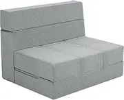 CATMIX Folding Sofa Bed, 7 inch Memory Foam Floor Couch, Convertible Sleeper Foldable Mattress Futon Sofa for Living Room/Home Office/Guest Beds/Apartment/Upstairs Loft (Light Grey, Twin)