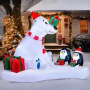 Christmas Polar Bear Penguin Gift Boxes Airblown Inflatable Decor Blow Up Xmas