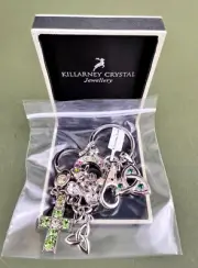 Killarney Crystal Celtic Knots Claddagh Cross Clover Charms Keychain Ireland NIB