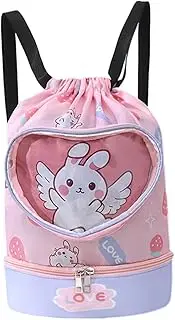 Swim Backpack Kids,Waterproof Beach Bag Backpack - Dry Wet Separated Cartoon Drawstring Lightweight Pool Accessories for Beach School Use Travel Activities Sports Camping Gym