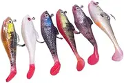 LLEIIshen Jigging Soft Bait Fishing Lures 80mm/11.5g 50mm/3.5g Lead Head Jig Fish Swimming T Tail Sea Bass Lure Fishing Tackle/1430