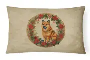 Finnish Spitz Christmas Flowers Throw Pillow