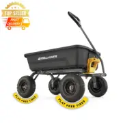 Garden Cart 4 Cubic Feet Poly Dump Cart with No-Flat Tires Black