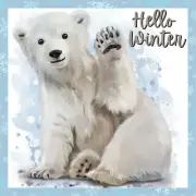 Hello Winter Polar Bear Sign or Door Hanger