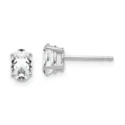 14k White Gold Cubic Zirconia Oval Stud Earrings