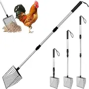 Chicken Poop Scooper, Adjustable Extendable Long Handle for Farm & Home Use, Heavy Duty Durable Chicken Coop Accessories, Portable Kitty Litter Scoop for Pets & Poultry (1 Pack)