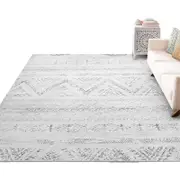 Modern Rug Fluffy Geometric Washable Non-slip Carpet for Living Room-O