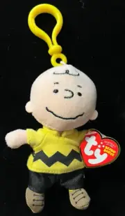 TY BEANIE BABY BABIES PEANUTS CHARLIE BROWN KEY CLIP W/TAGS backpack buddy 4.5"