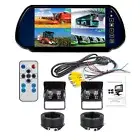 4PIN Rear View Kit Dual Camera Reversing 7" Mirror Quad Monitor 12-24v For Truck