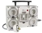 Clipsal PORTABLE RCD PROTECTED INDUSTRIAL SWITCHED SOCKET 4-Gang 15A 250V Grey
