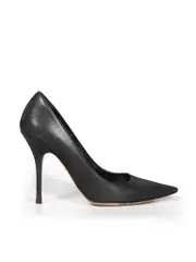 Black Satin Stiletto Pumps
