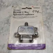 RadioShack 75 Ohm 2-Way Hybrid Coax RJ6 Cable Splitter 15-1141E NEW (UHF,VHF,FM)
