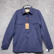 Weatherproof Shirt Jacket Mens Blue S Small Fleece Lined 4 Pockets Button Up