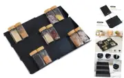 Expandable Spice Drawer Organizer, 3 Tier Seasoning Jars Drawer 1 Pack Black