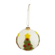 Mud Pie Wool Ball Ornament, Tree, 4 1/2" Dia