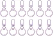 uxcell 12 Pcs Lobster Claw Clasp, Colorful Metal Keychain Clasp Swivel Hooks with Spring Key Rings Trigger Clips for Bag Door Key Chains DIY Craft Jewelry Making, Dots Purple