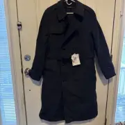 Garrison Collection Trench Coat Mens 38R Black Double Breasted All Weather NEW