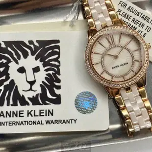 【ANNE KLEIN】ANNE KLEIN安妮克萊恩女錶型號AN00611(粉色貝母錶面玫瑰金錶殼玫瑰金粉紅不鏽鋼陶瓷錶帶款)