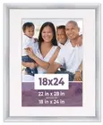 18x24 Frame Silver With White Picture Mat For 18x24 Photo - Silver 22x28 Frame T