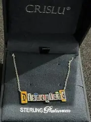 Disney Crislu Disneyland Marquee Necklace Sterling Platinum New In Box