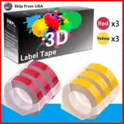 (3Red+3Yellow) LabelTape Fit For Dymo 814580 Dymo 20008CP Label Makers