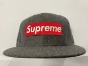 FW11 Supreme Loro Piana Box Logo New Era Grey Wool Cashmere hat 7 3/8 Vintage